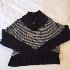 Aqua Cropped Turtleneck Sweater